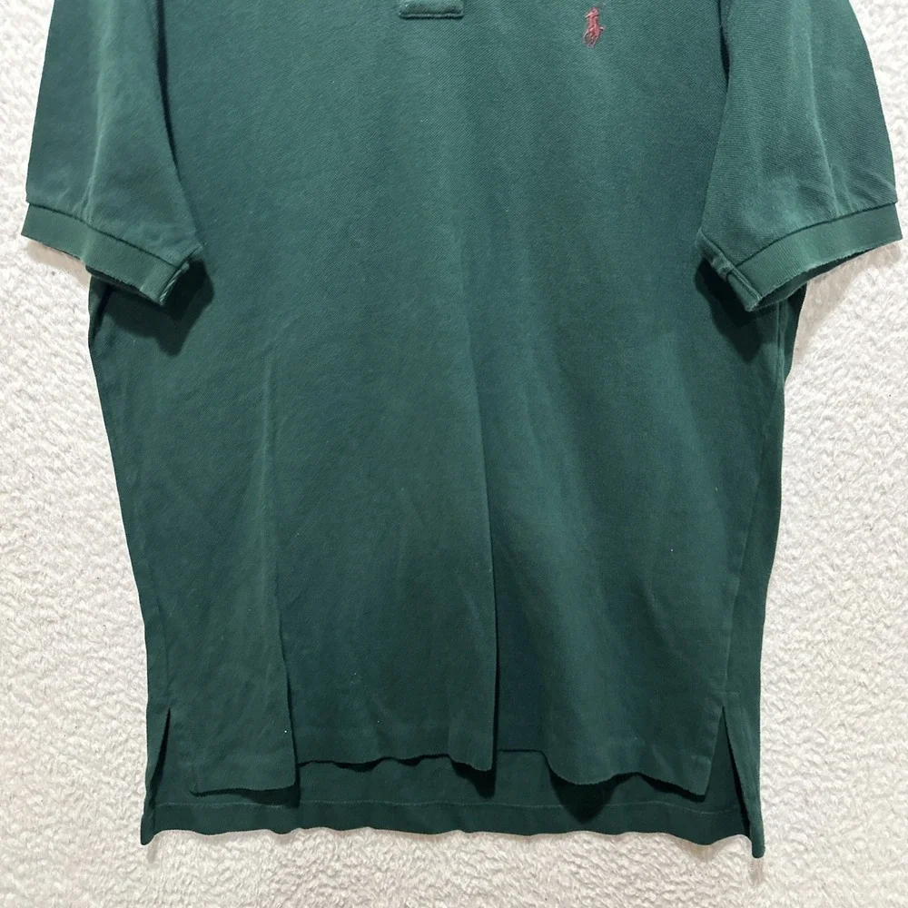 Vintage Ralph Lauren Polo Shirt‎ Men's Size Large Green Short Sleeve Cotton Pony